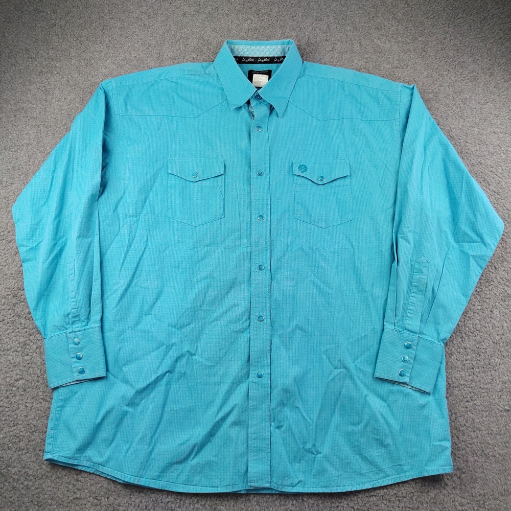 Wrangler Pearl Snap Shirt Mens 2XL XXL George Strait Troubadour Turquoise Cotton